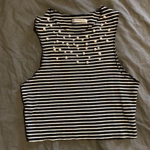 Zara black and white tank crop top
